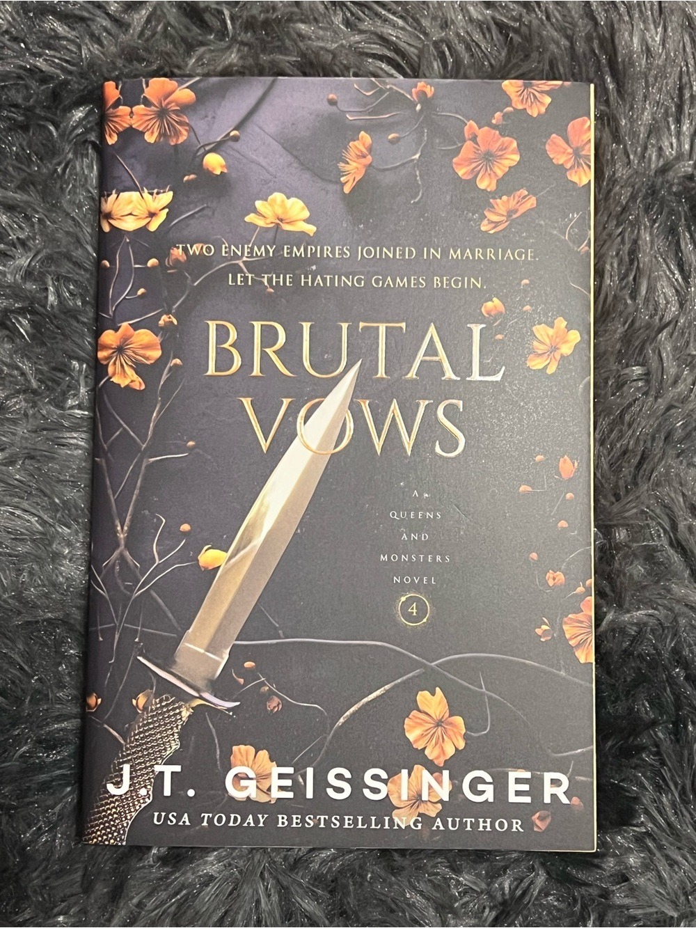 Brutal Vows by J.T. Geissinger - Black & Gold Floral paperback